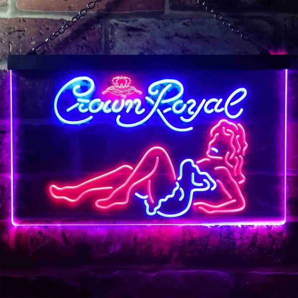 Crown Royal Girl Dual LED Neon Light Sign